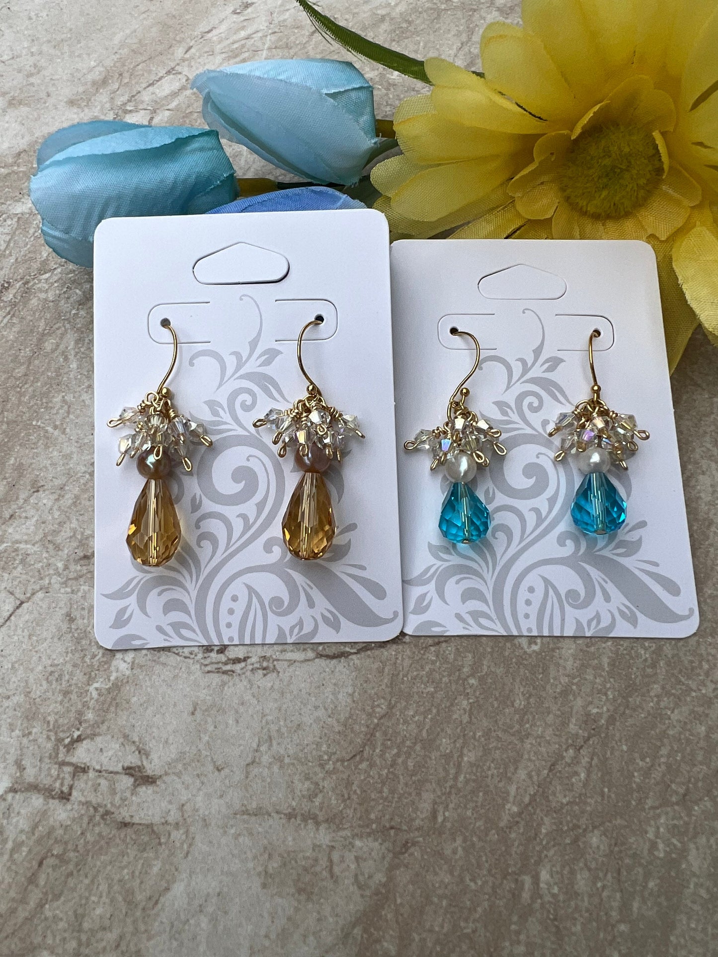 Crystal chandelier earrings.