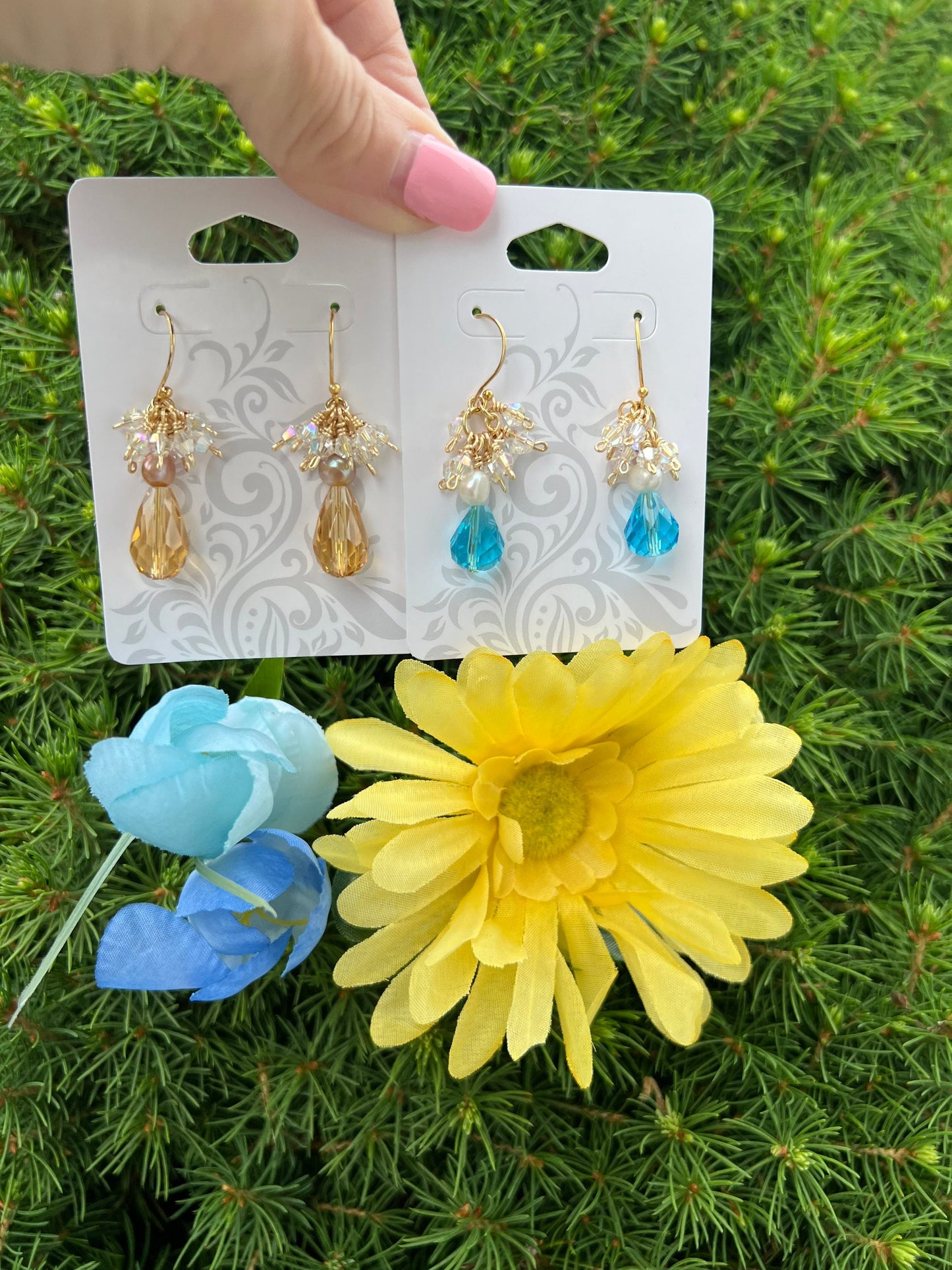 Crystal chandelier earrings.