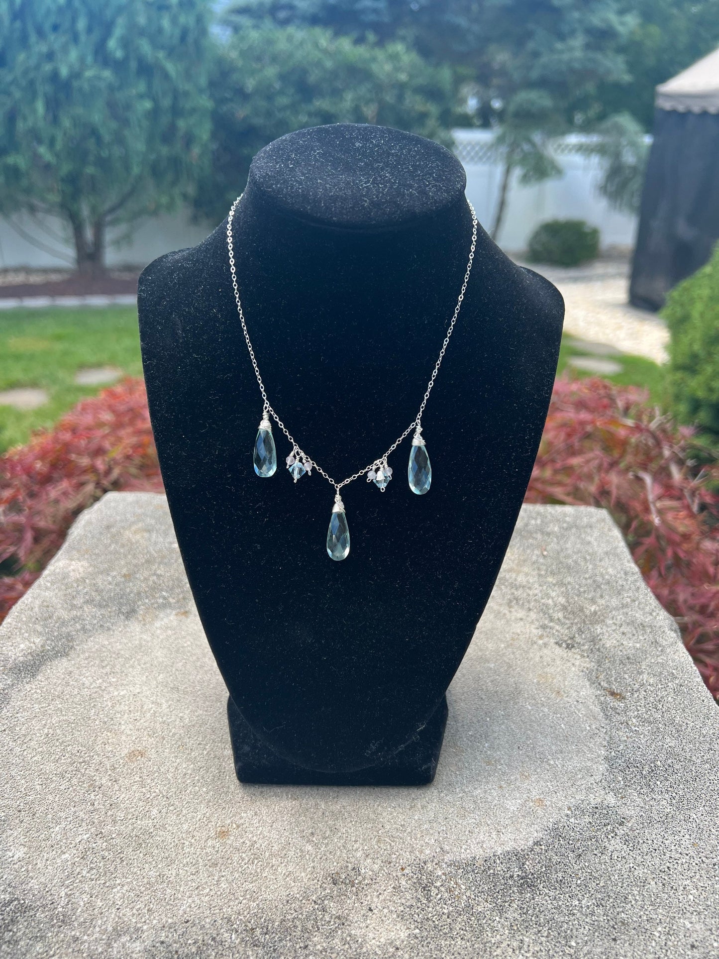 Natural aquamarine quartz pendant
