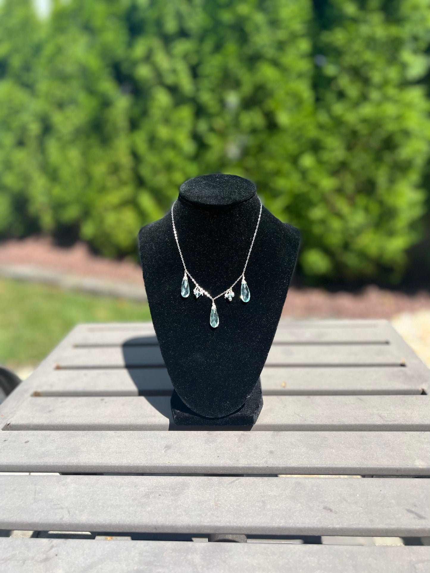 Natural aquamarine quartz pendant