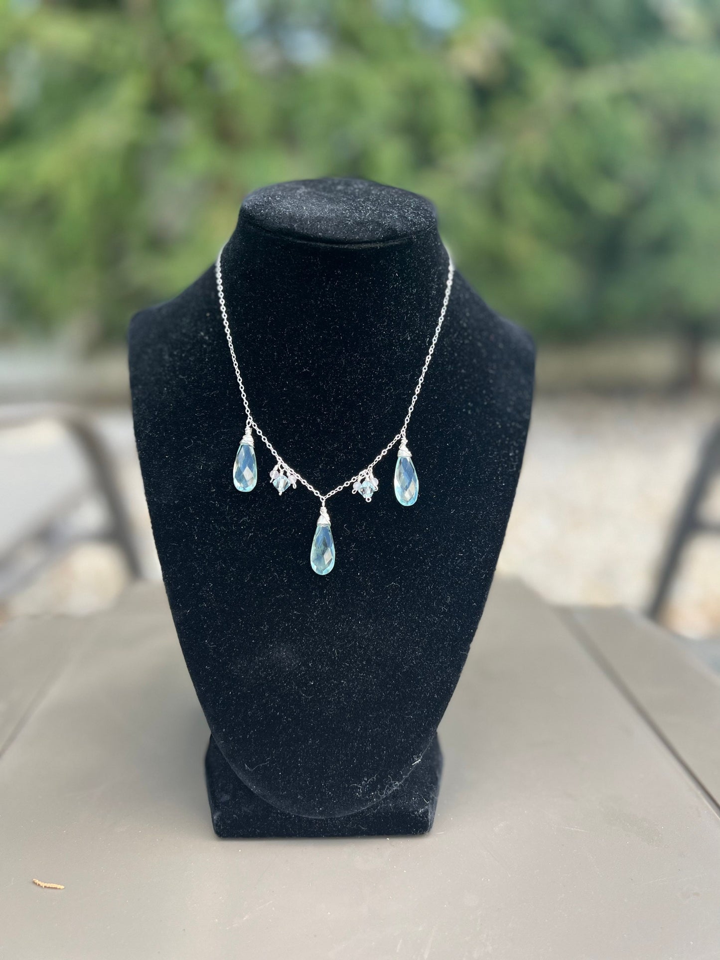 Natural aquamarine quartz pendant