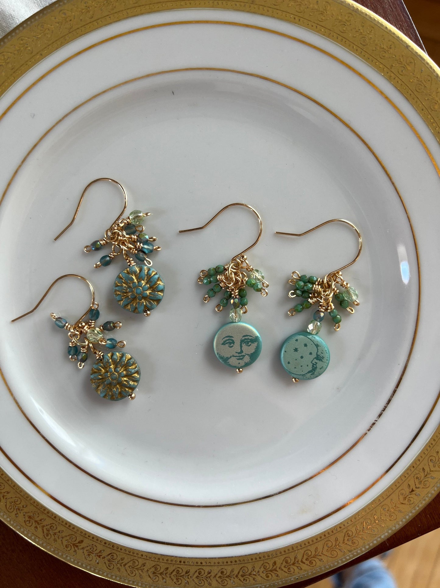 Czech glass Moon earrings