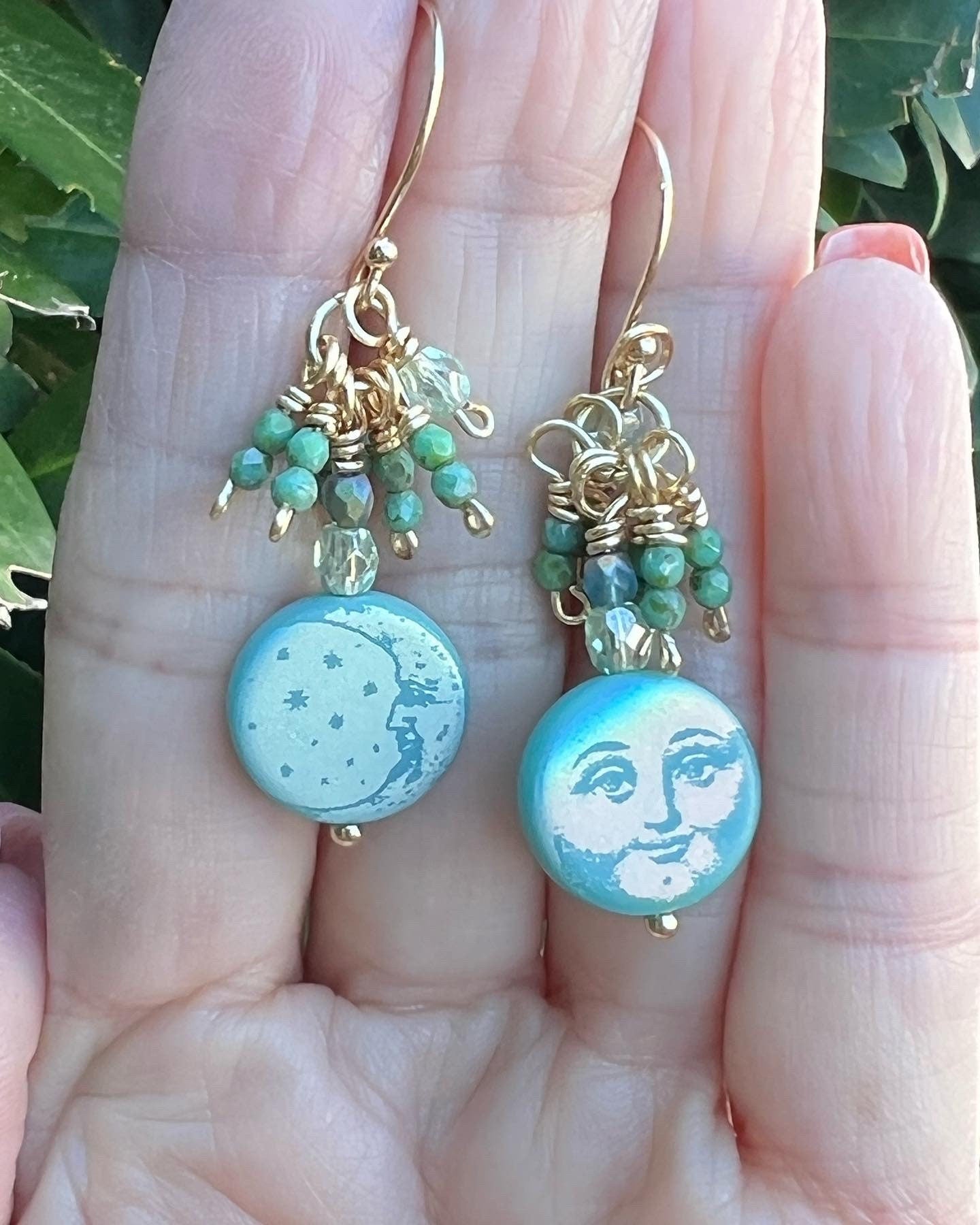 Czech glass Moon earrings