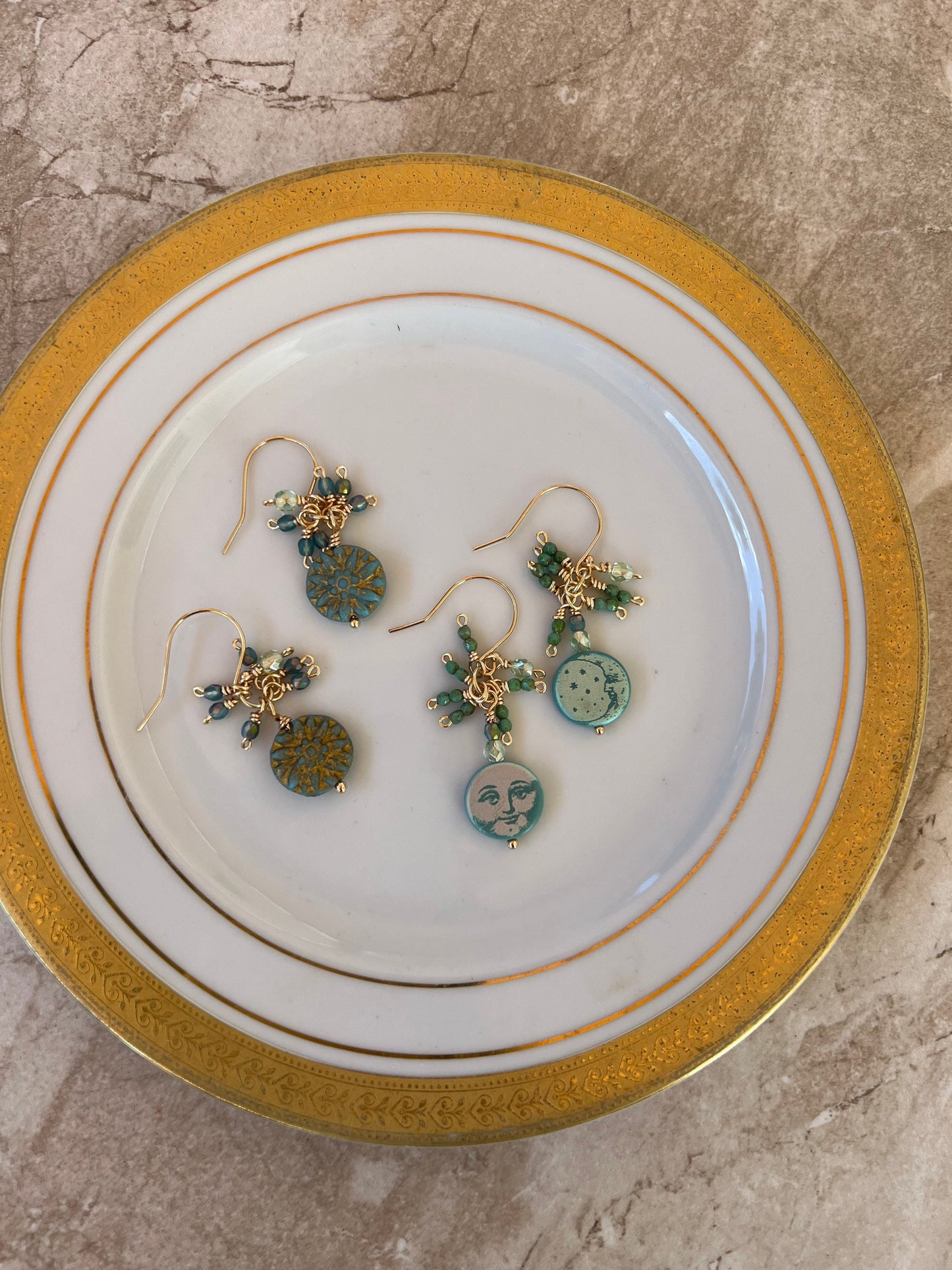 Czech glass Moon earrings