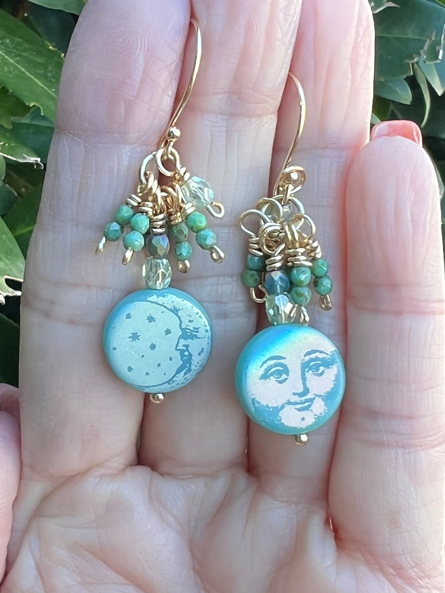Czech glass Moon earrings