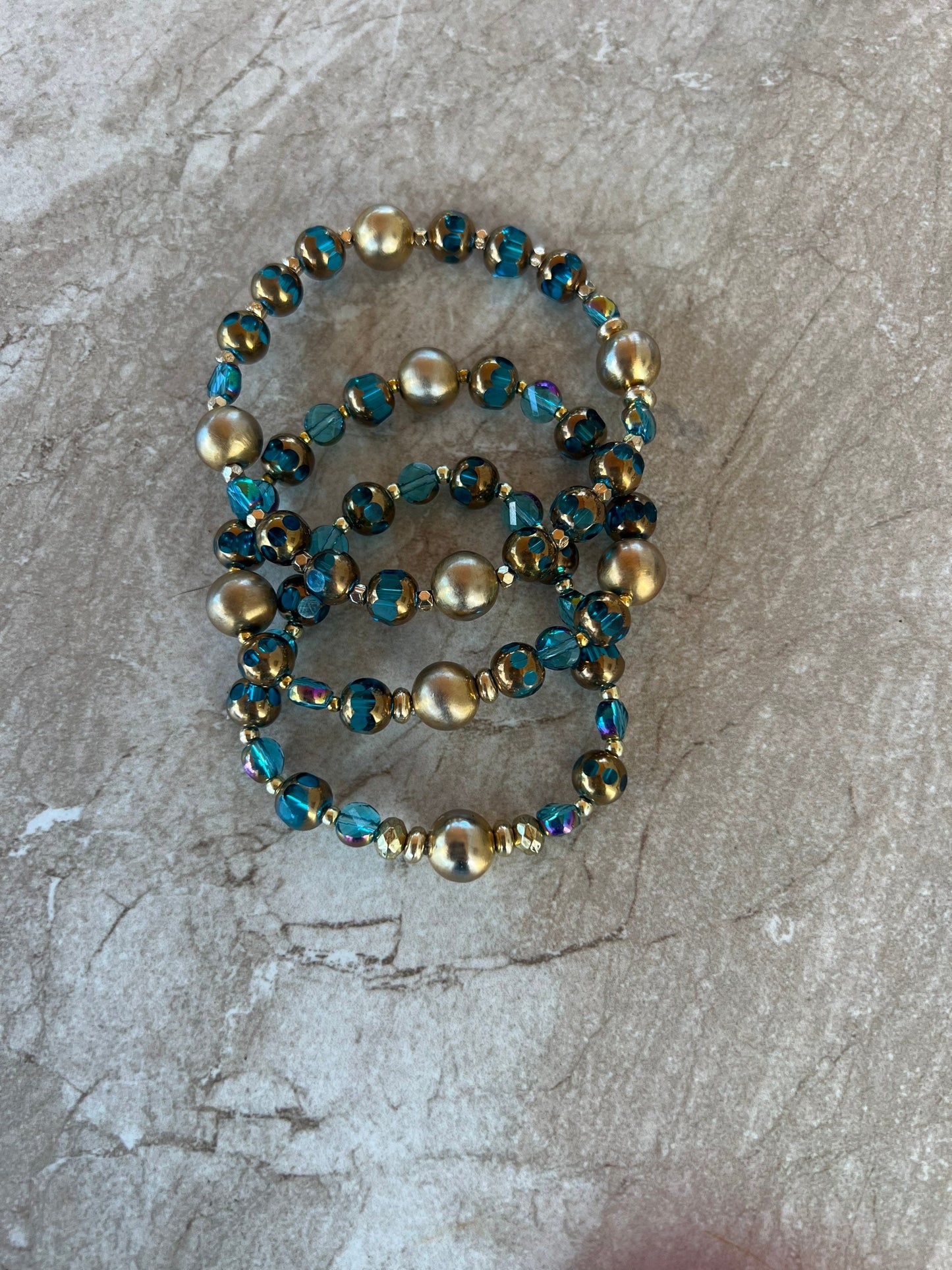 Blue Czech Glass stretch bracelet