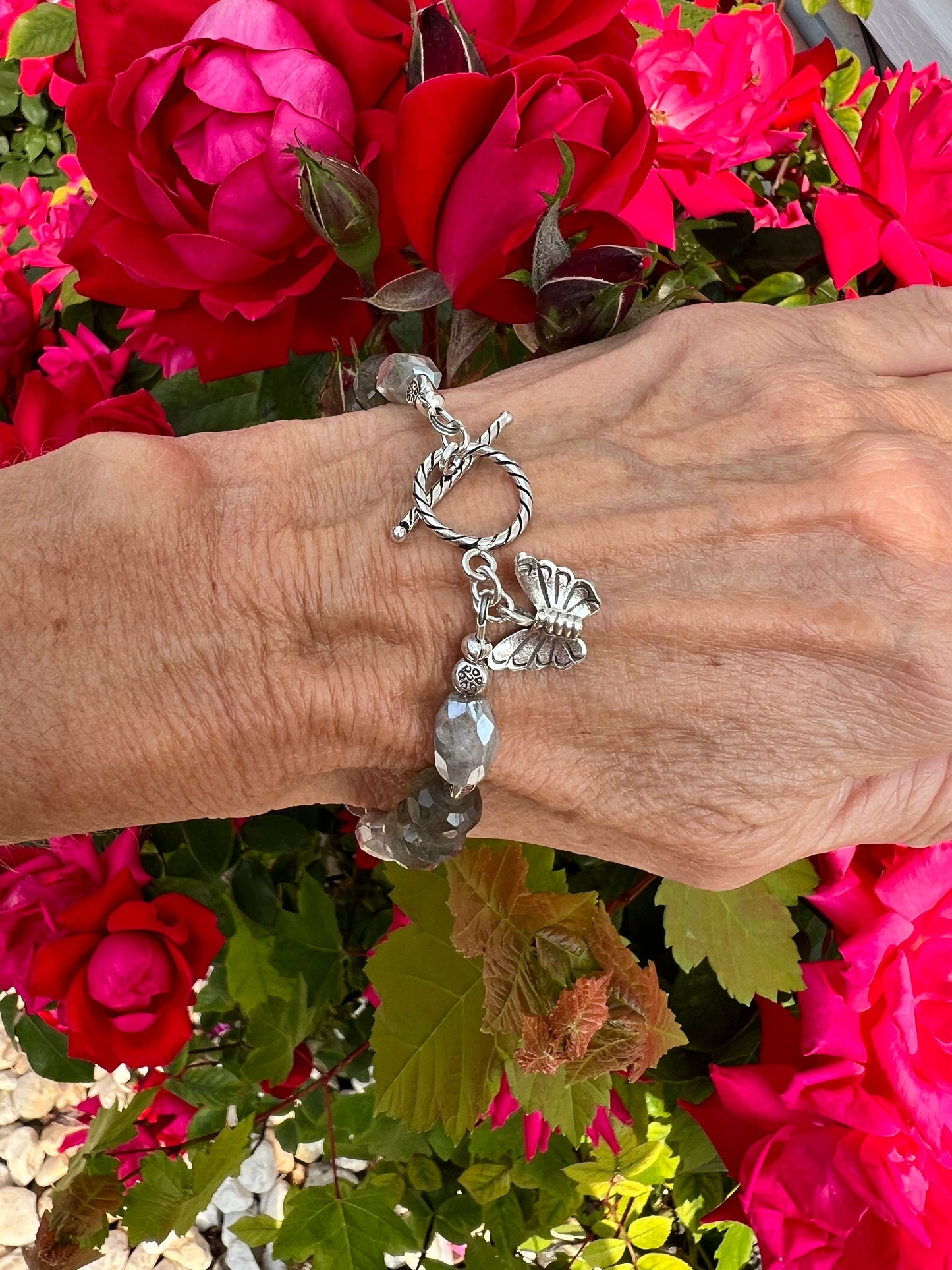 Labradorite/Moonstone Karen Hill Tribe Silver Bracelet