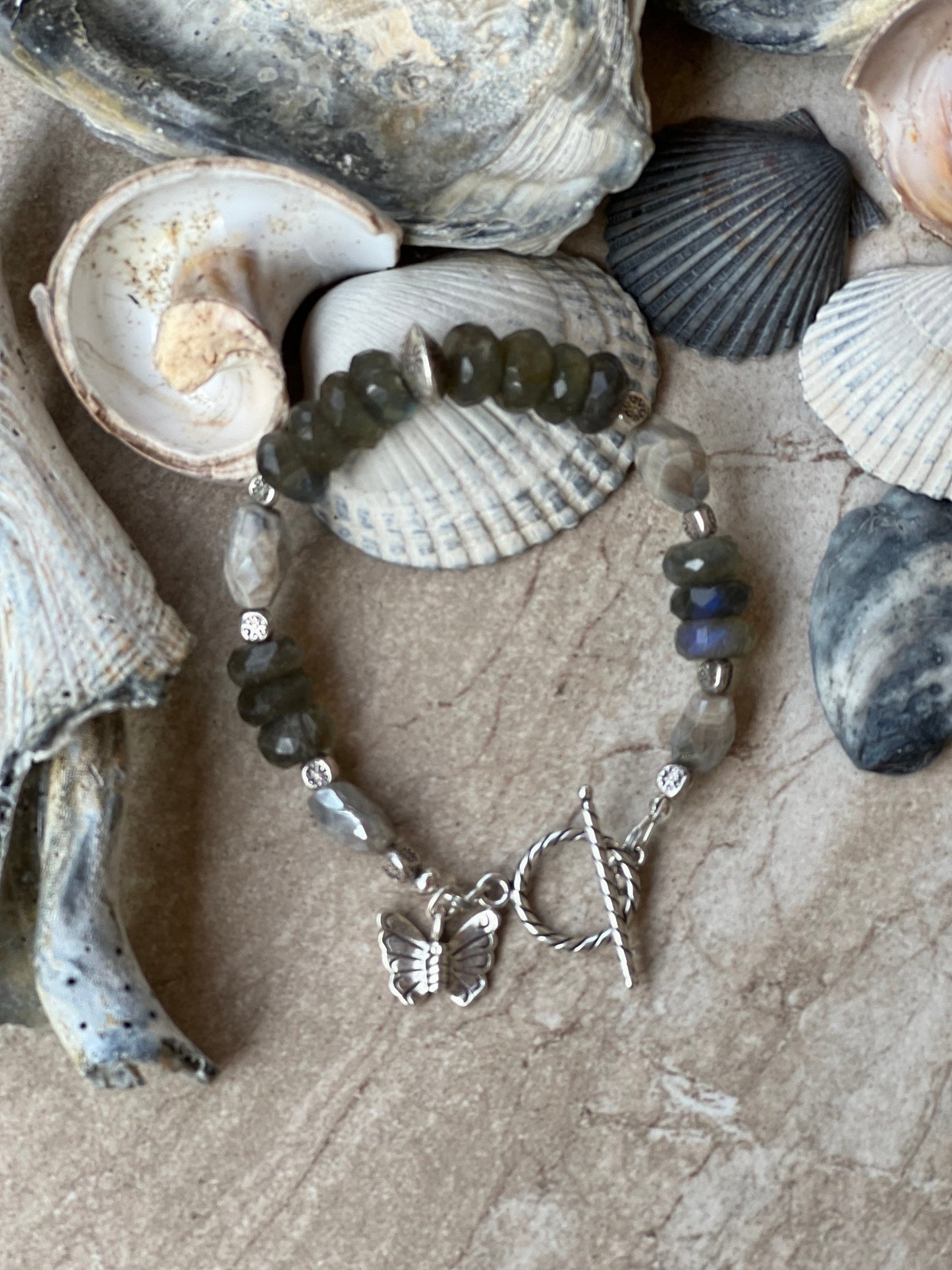 Labradorite/Moonstone Karen Hill Tribe Silver Bracelet