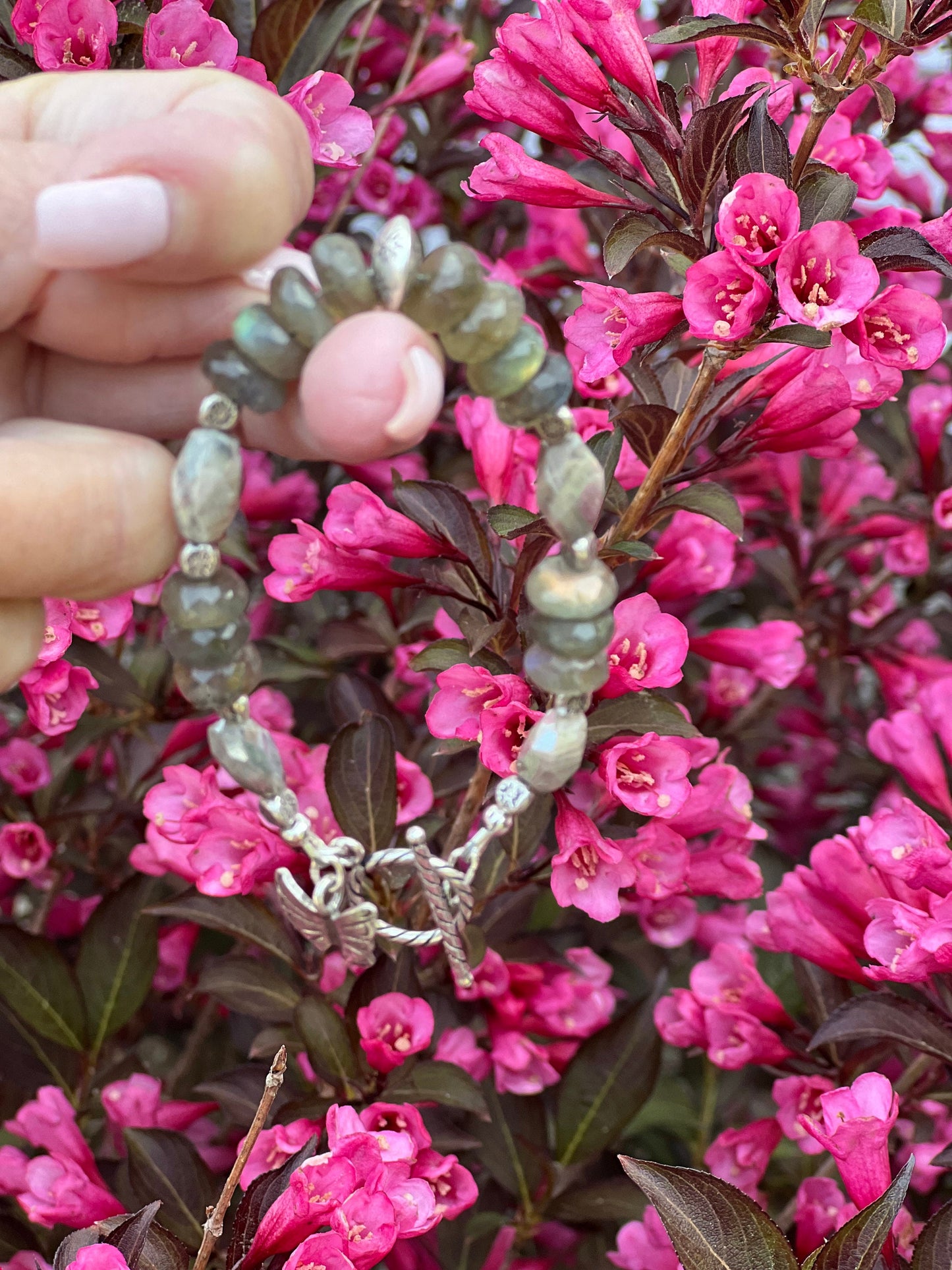 Labradorite/Moonstone Karen Hill Tribe Silver Bracelet