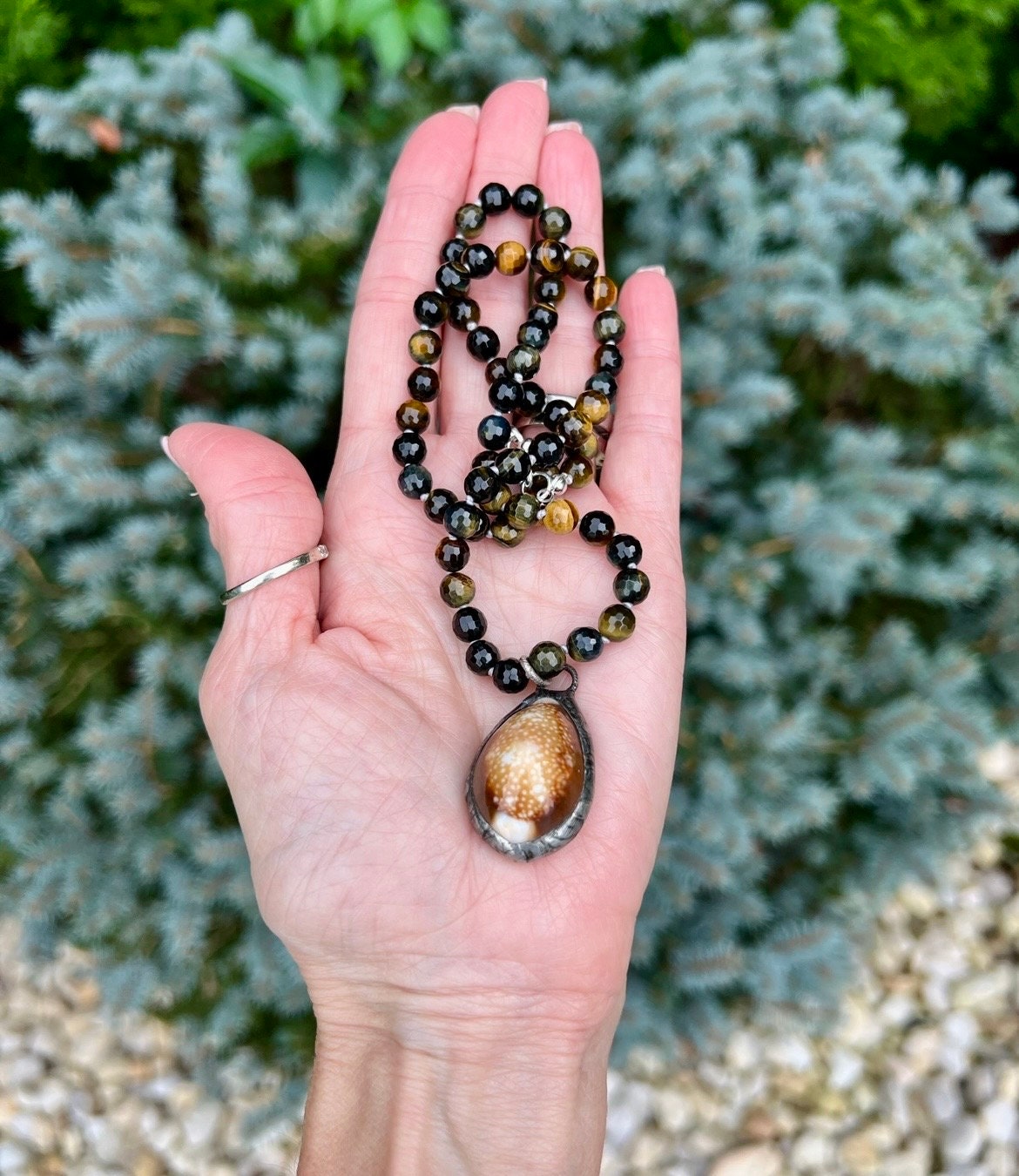 Tiger Eye with Conch Pendant