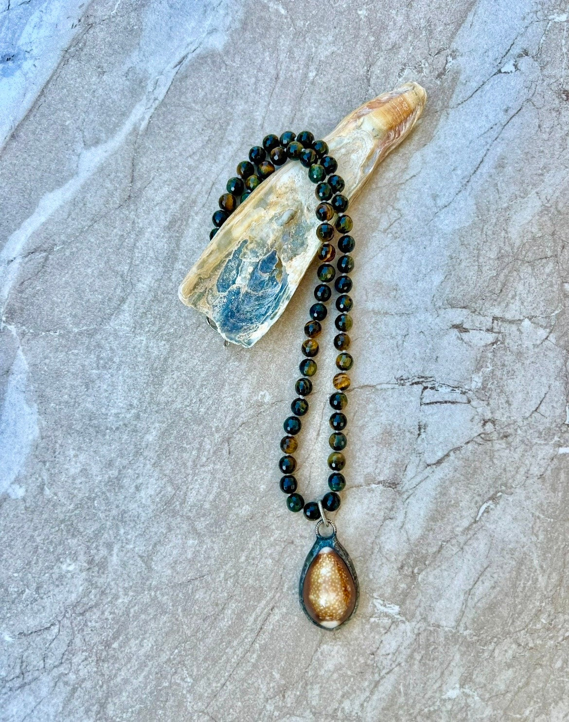 Tiger Eye with Conch Pendant