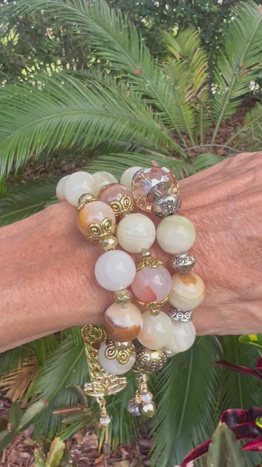 Chunky Yellow Jade Bracelets