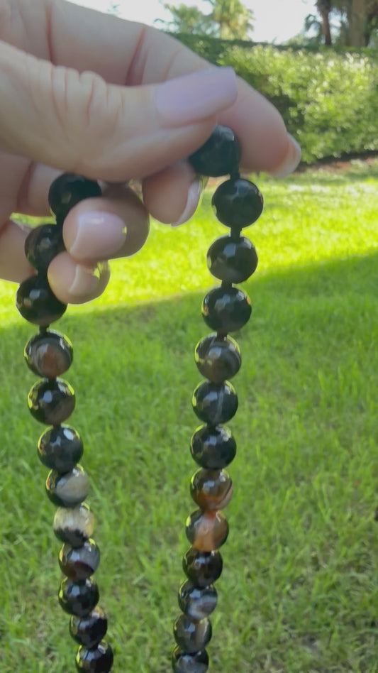 Black Agate necklace with Artisan Glass Heart